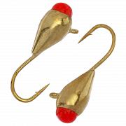 Капля с ушком d 4,0 мм, вес 1,04 гр, золото с красной каплей /10 шт/